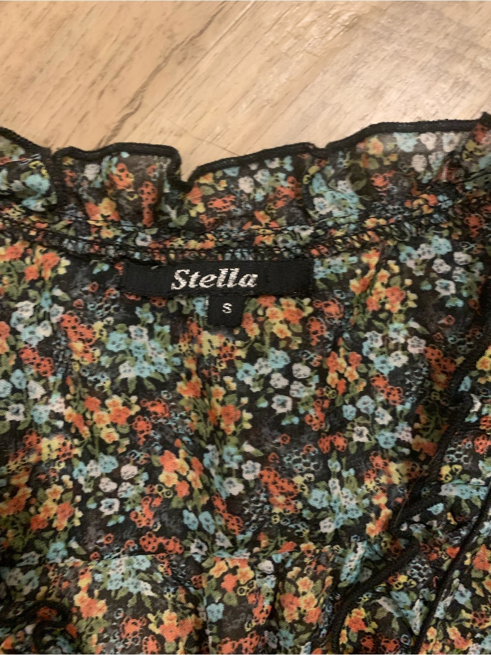 Stella Brand Sheer Floral-patterned Black Sleeveless Mini Dress